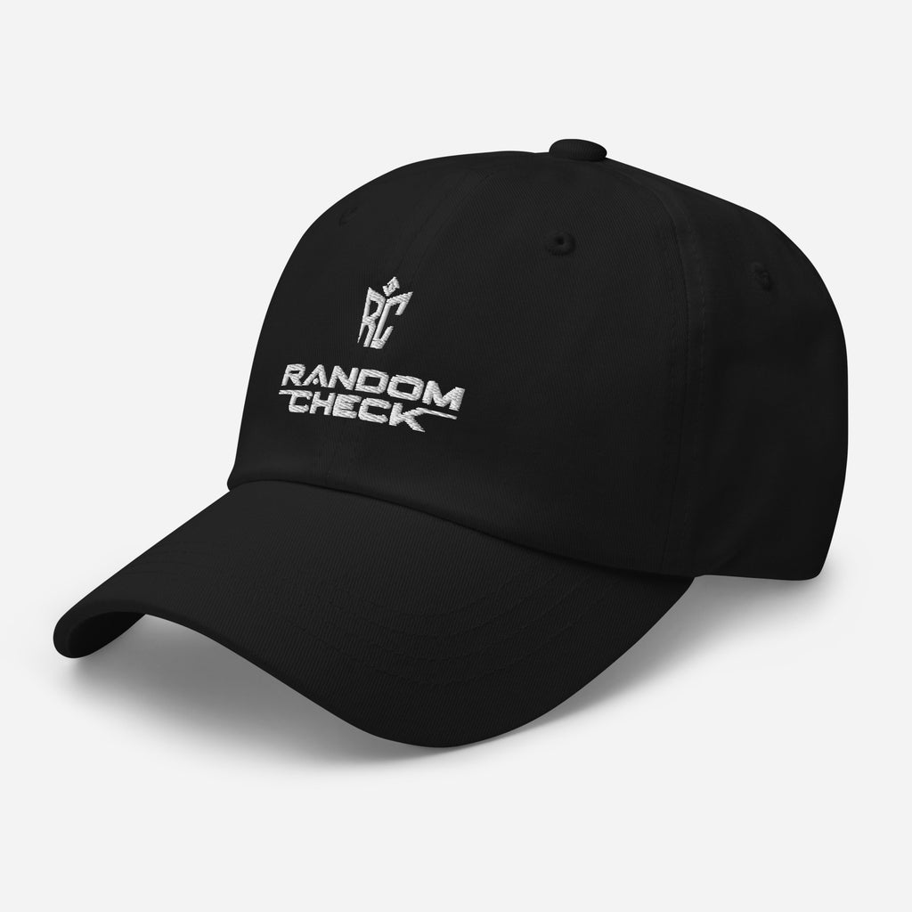 Black Classic Dad Hat front view - Random Check premium streetwear cap
