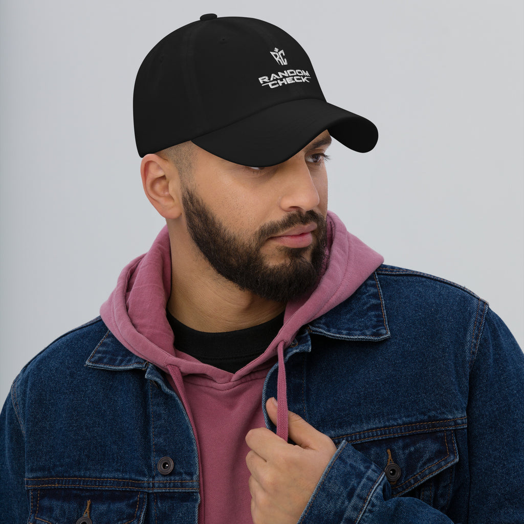 Model wearing black Classic Dad Hat - unisex premium dad hat