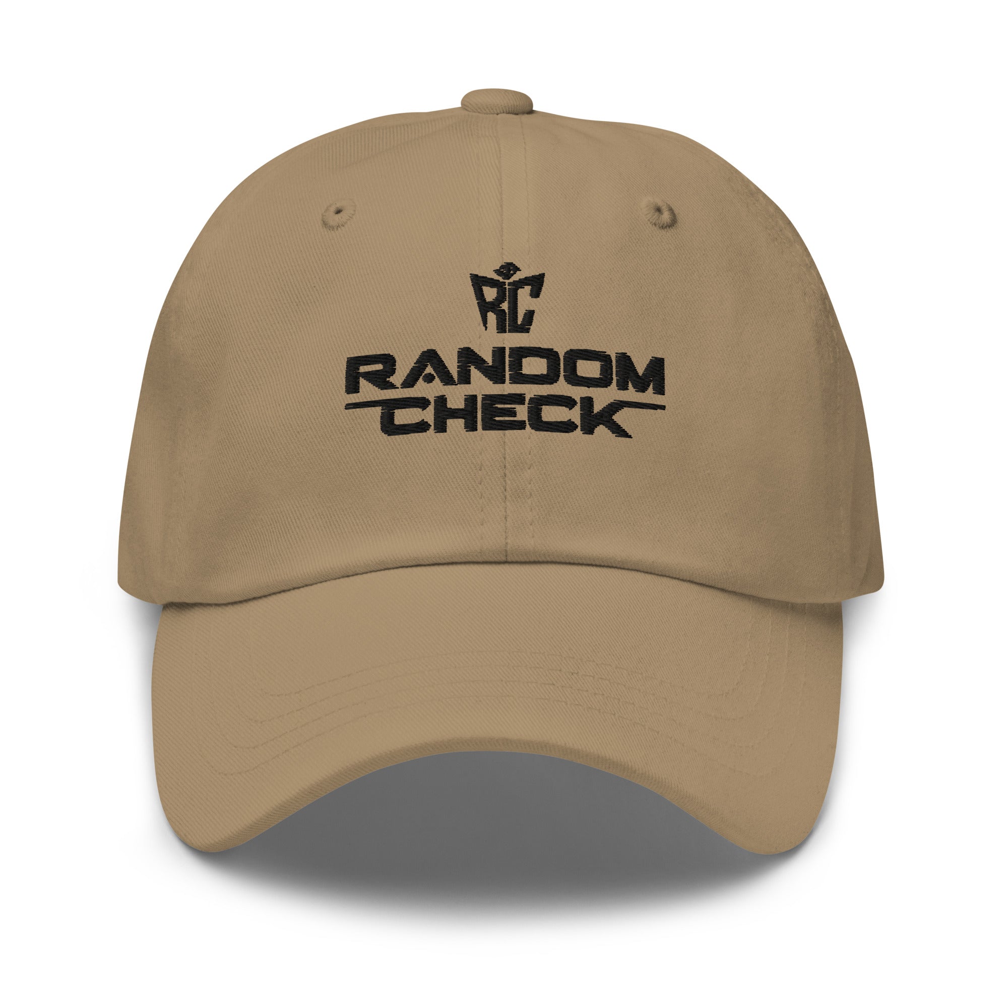 Khaki  Classic Dad Hat front view - Random Check premium streetwear cap