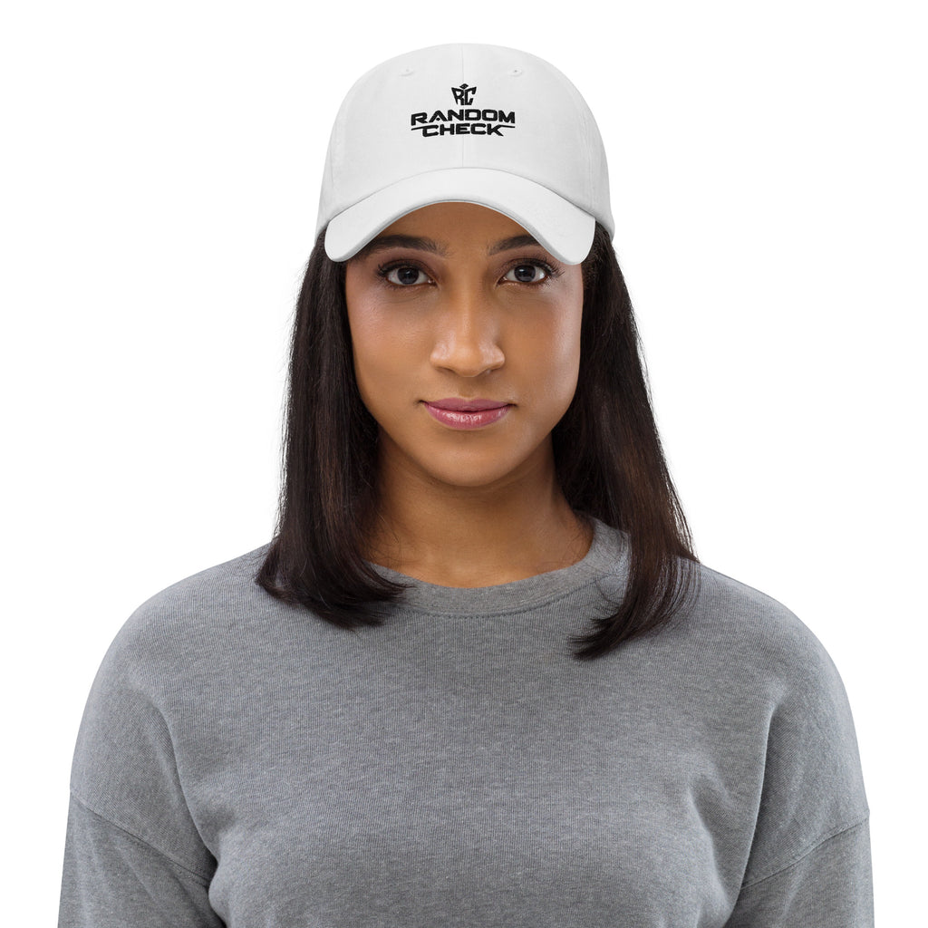 Model wearing white Classic Dad Hat - unisex premium dad hat
