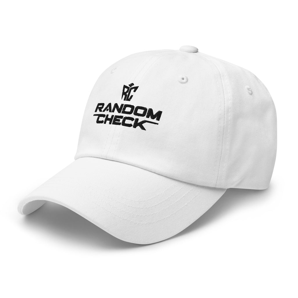 White Classic Dad Hat front view - Random Check premium streetwear cap