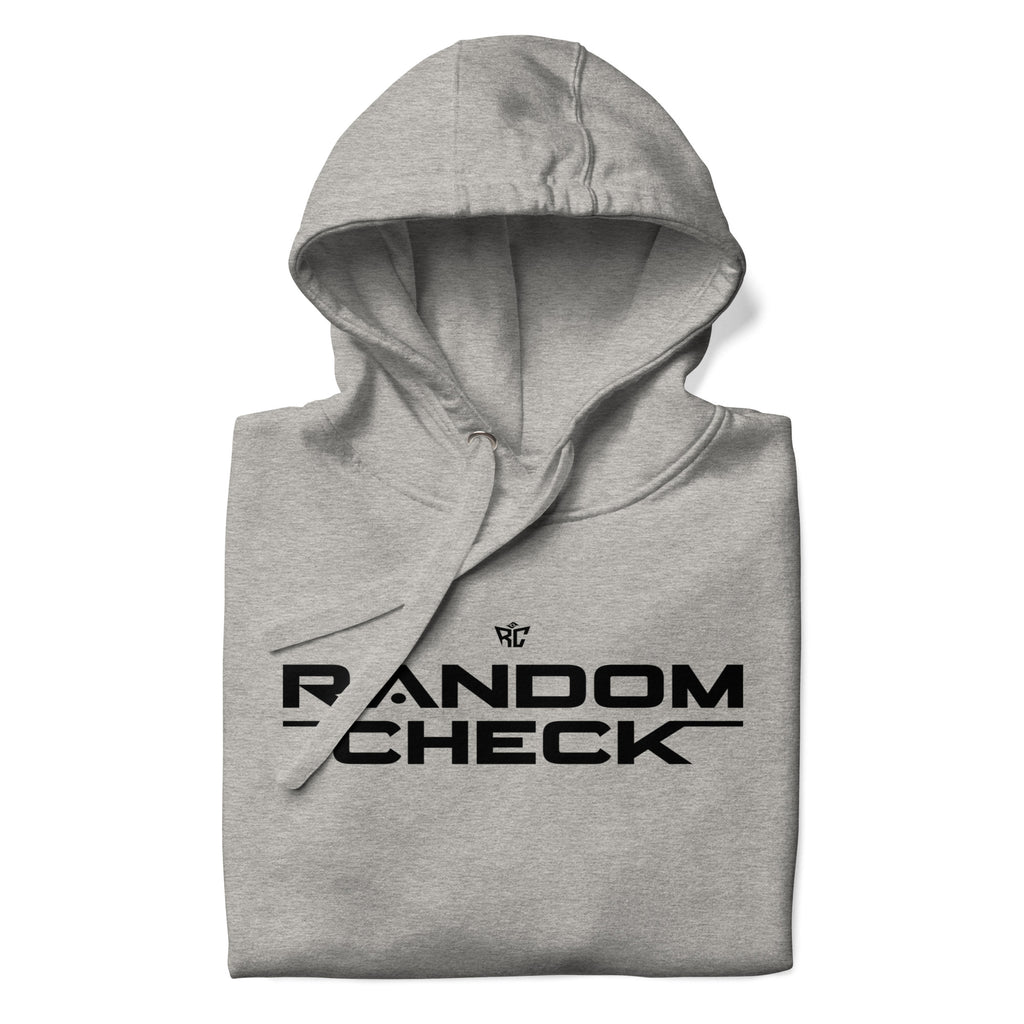carbon grey Identity Hoodie front view - Random Check premium streetwear hoodie for men