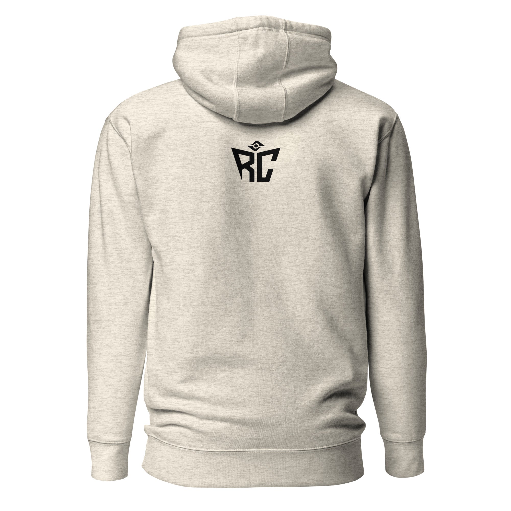 oatmeal heather Identity Hoodie back view - Random Check premium streetwear hoodie for men