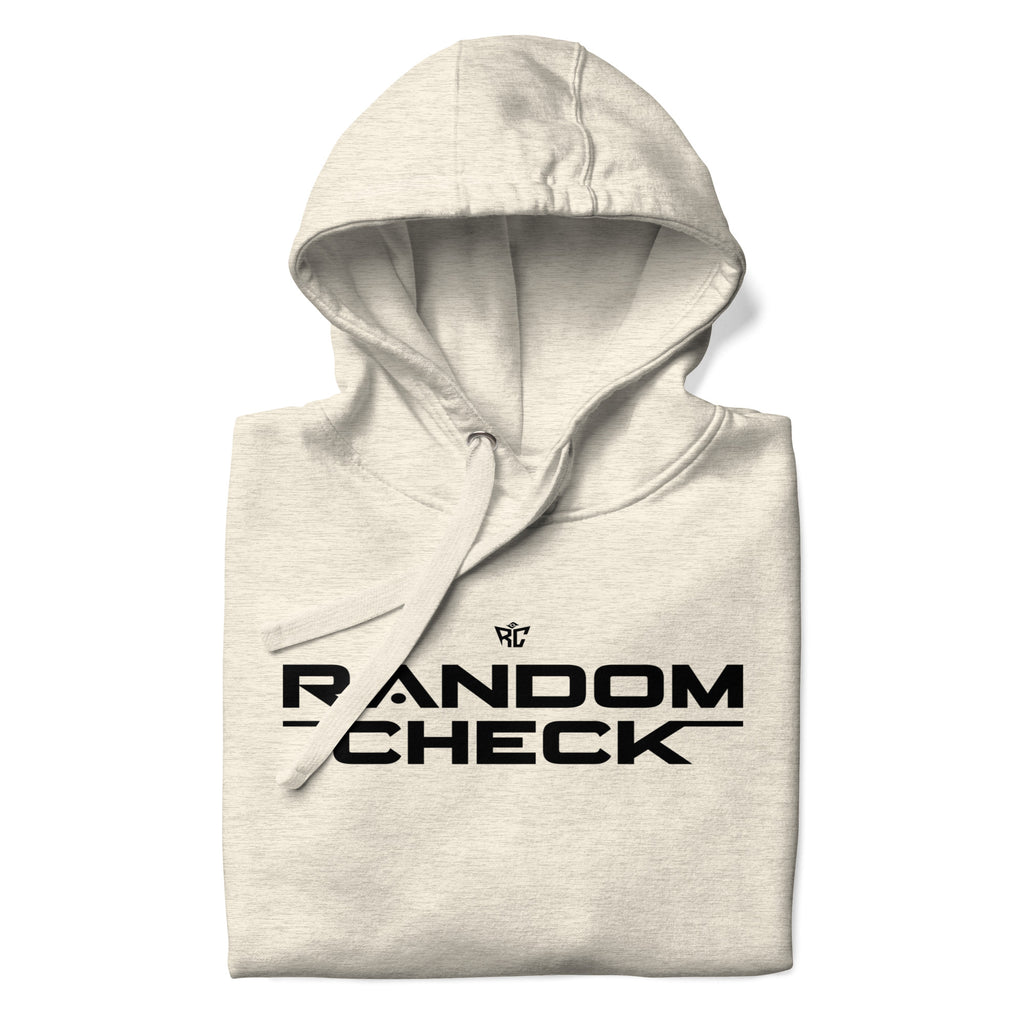 oatmeal heather Identity Hoodie front view - Random Check premium streetwear hoodie for men
