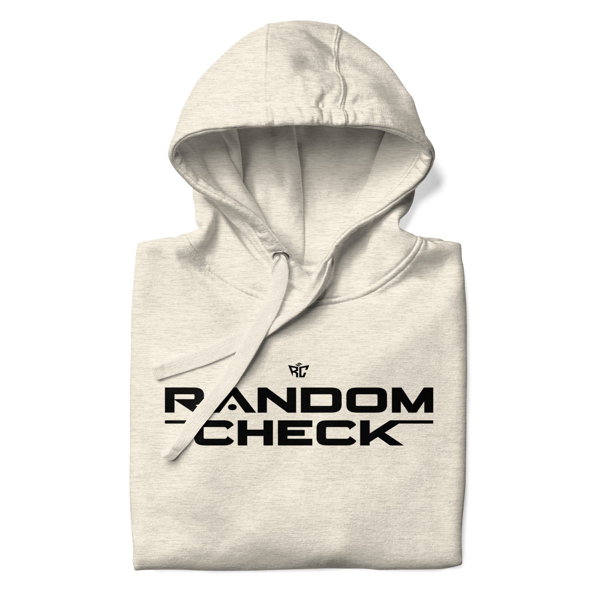 oatmeal heather Identity Hoodie front view - Random Check premium streetwear hoodie for men