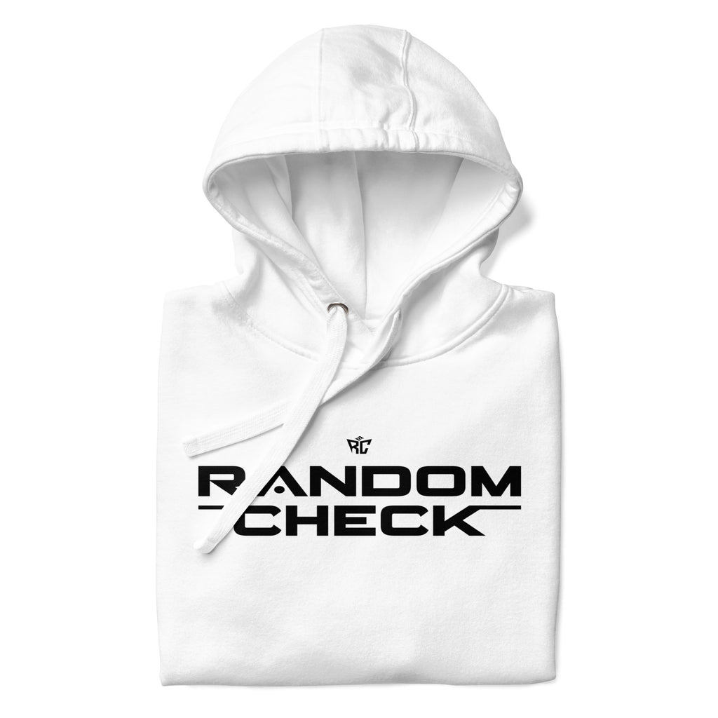 White Identity Hoodie front view - Random Check premium streetwear hoodie for men