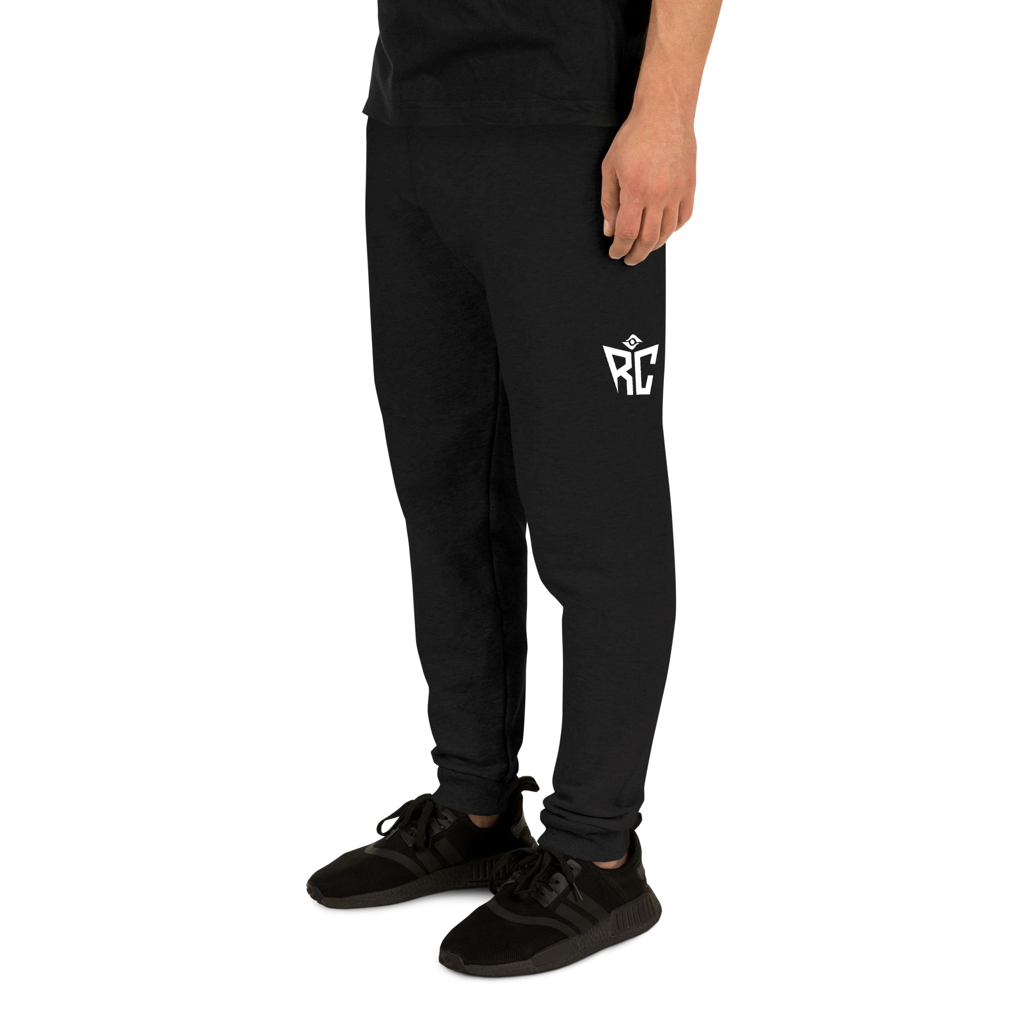 Black Standard Jogger side view - Random Check premium men's joggers