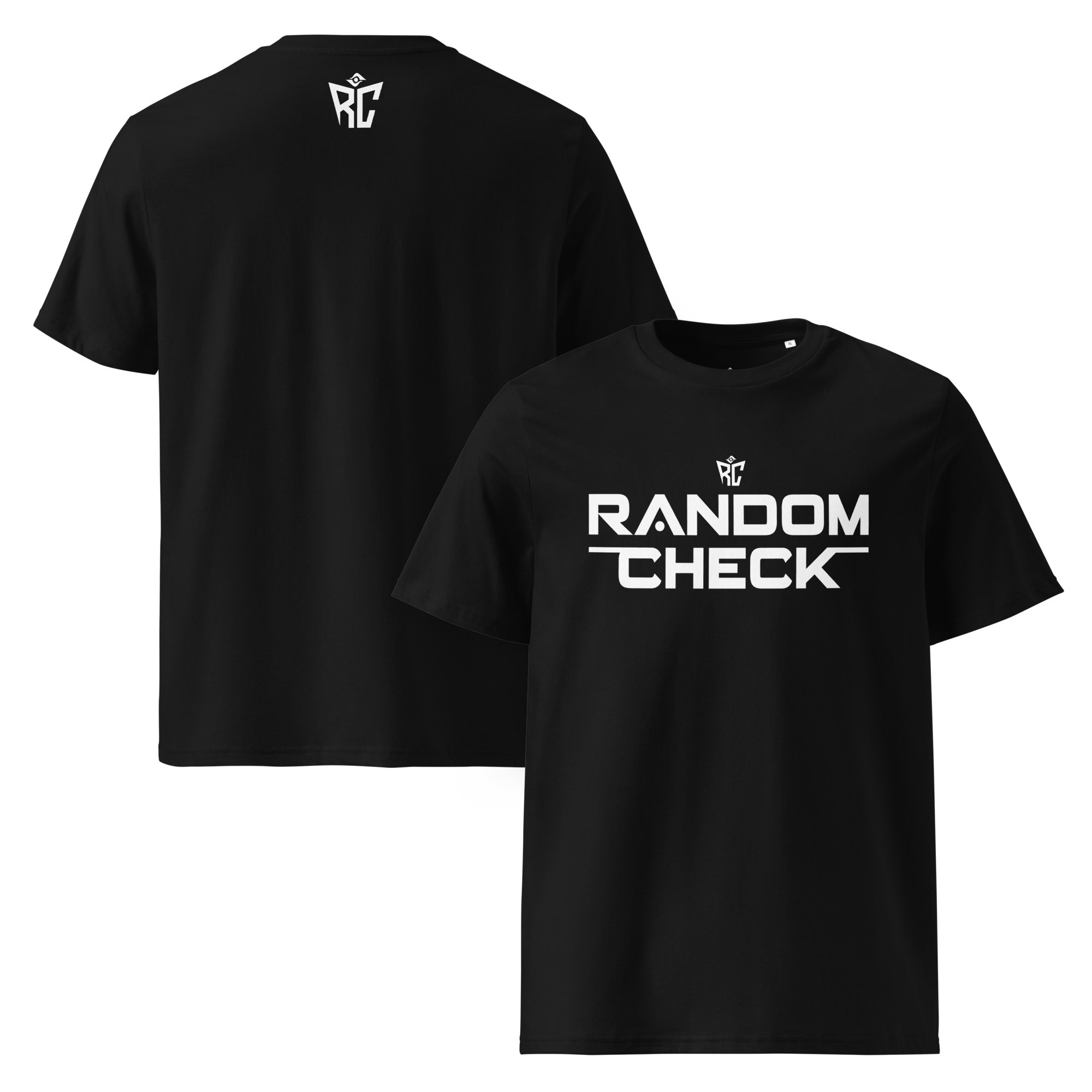 Black Inspector Tee front and back view - Random Check premium men's t-shirt