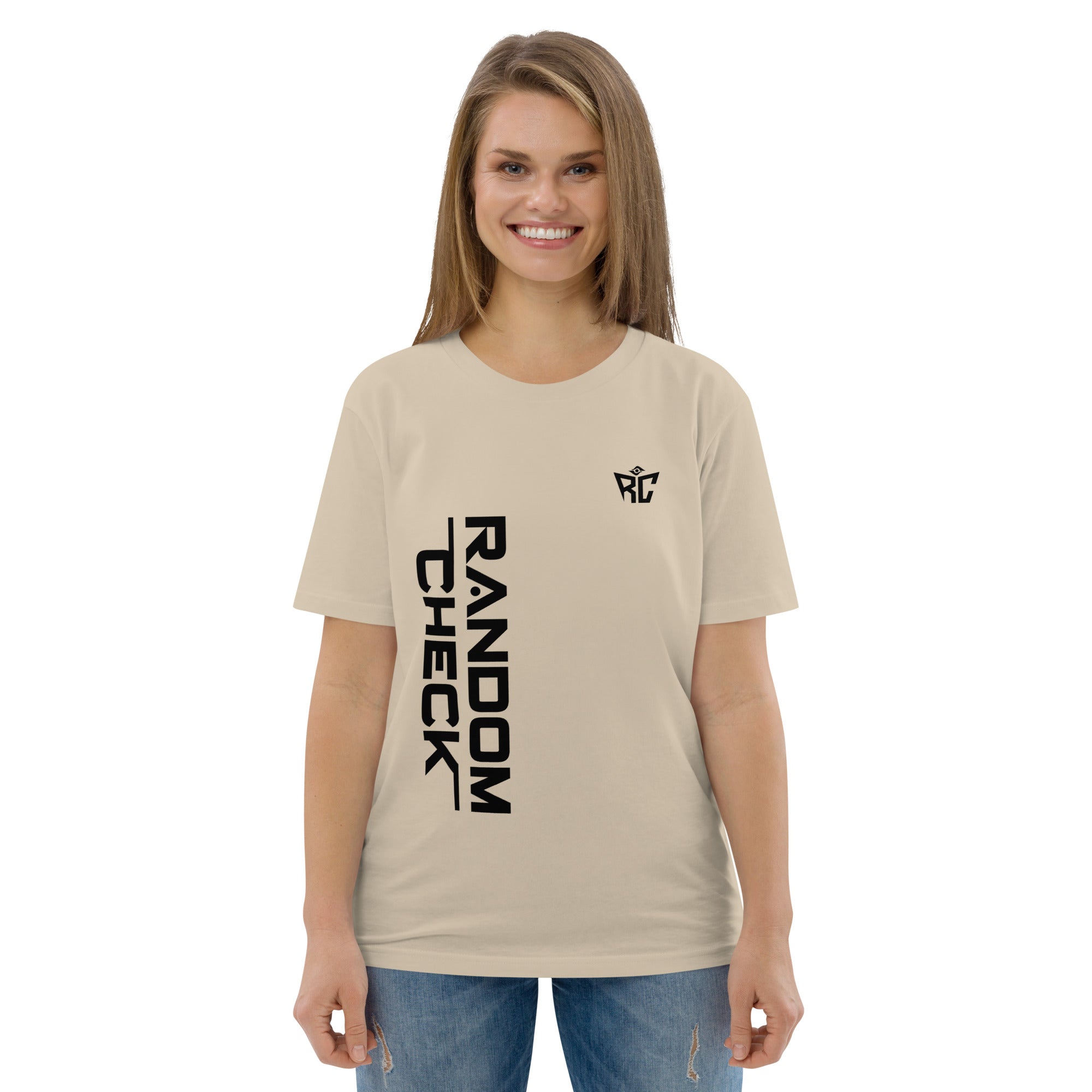 Model wearing desert dust Archive Tee - women's premium streetwear t-shirt