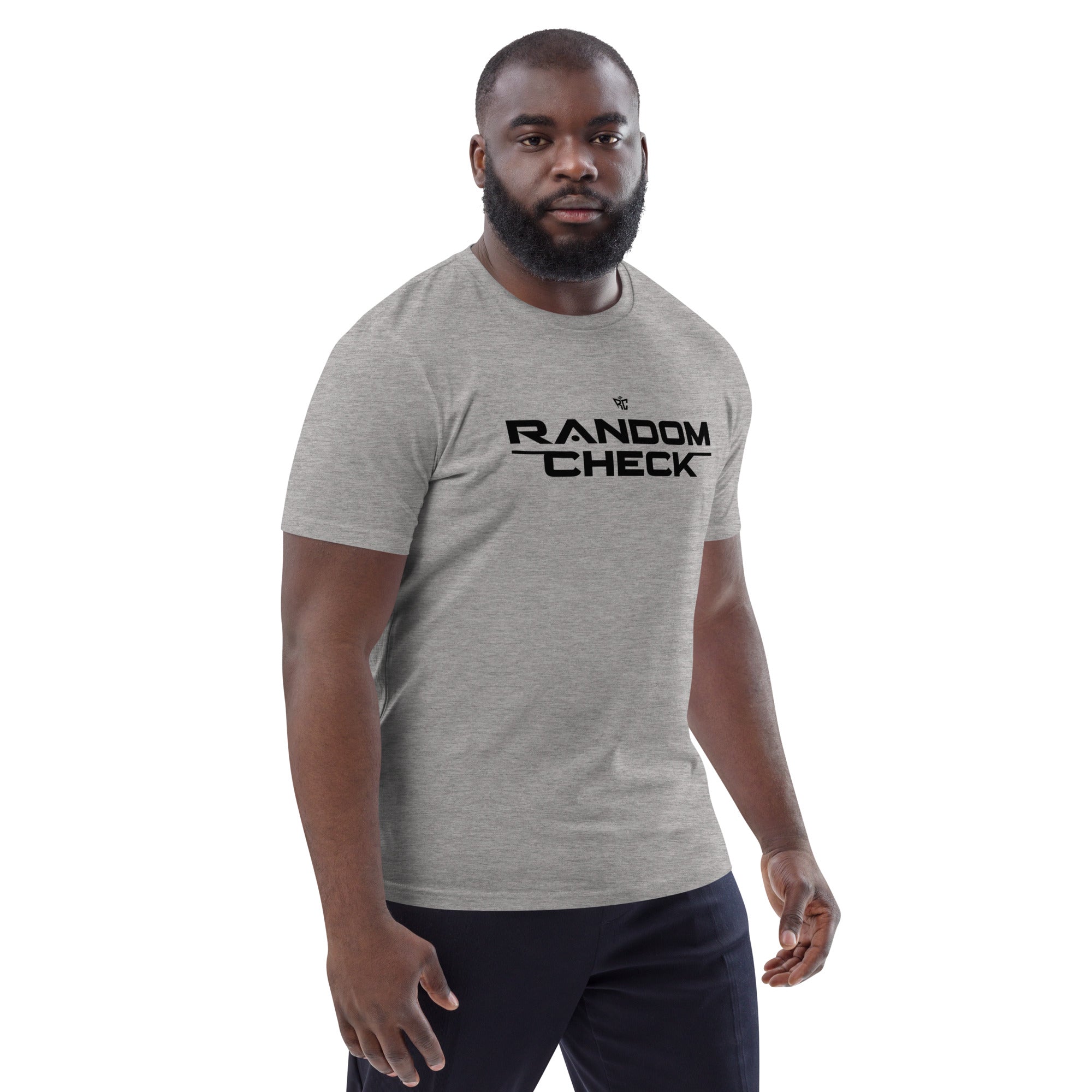 Model wearing heather grey Inspector Tee - men's premium streetwear t-shirt