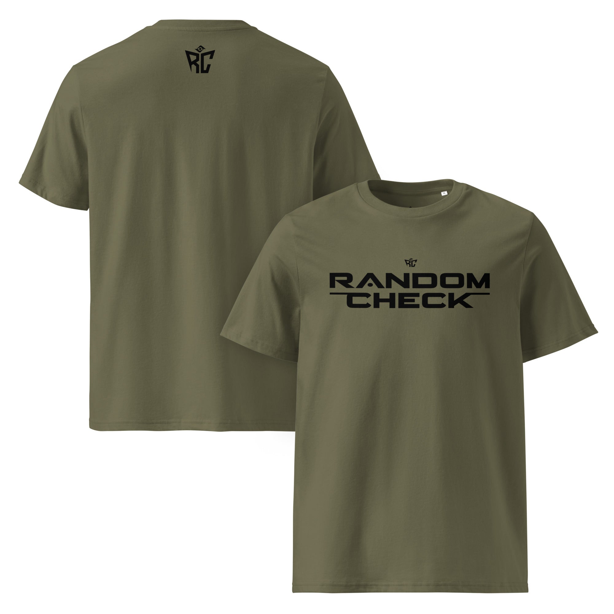 Khaki Inspector Tee front and back view - Random Check premium men's t-shirt