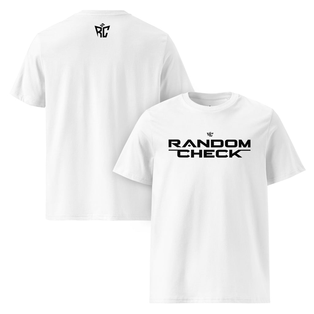 White Inspector Tee front and back view - Random Check premium men's t-shirt