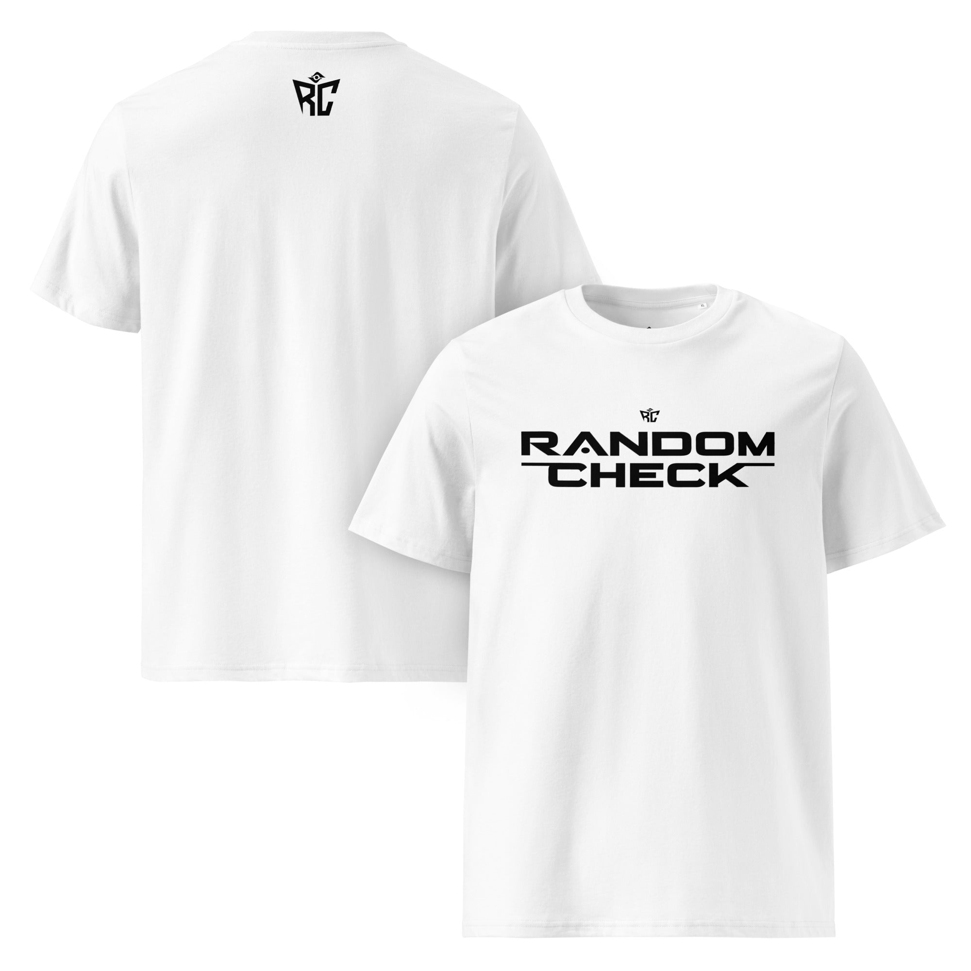 White Inspector Tee front and back view - Random Check premium men's t-shirt