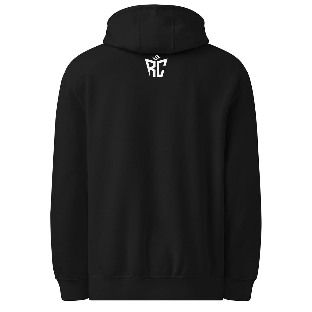 Black Premier Hoodie front back - Random Check premium streetwear hoodie for men