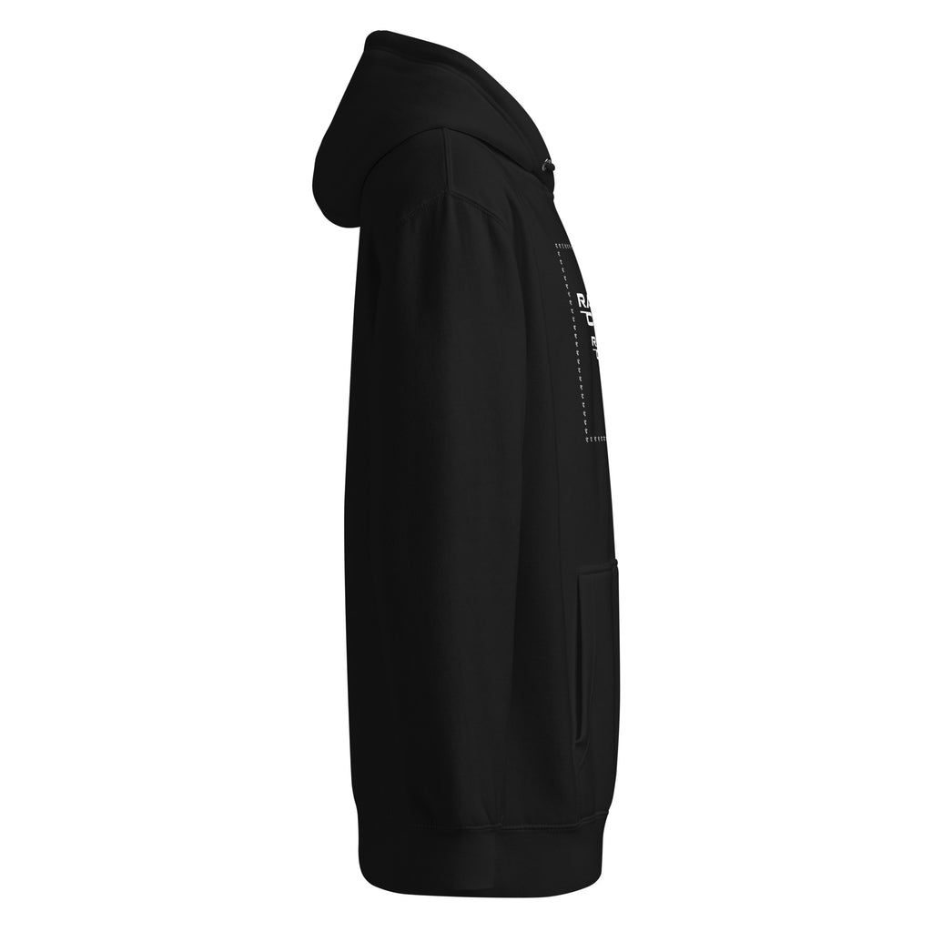 Black Premier Hoodie side view - Random Check premium streetwear hoodie for men
