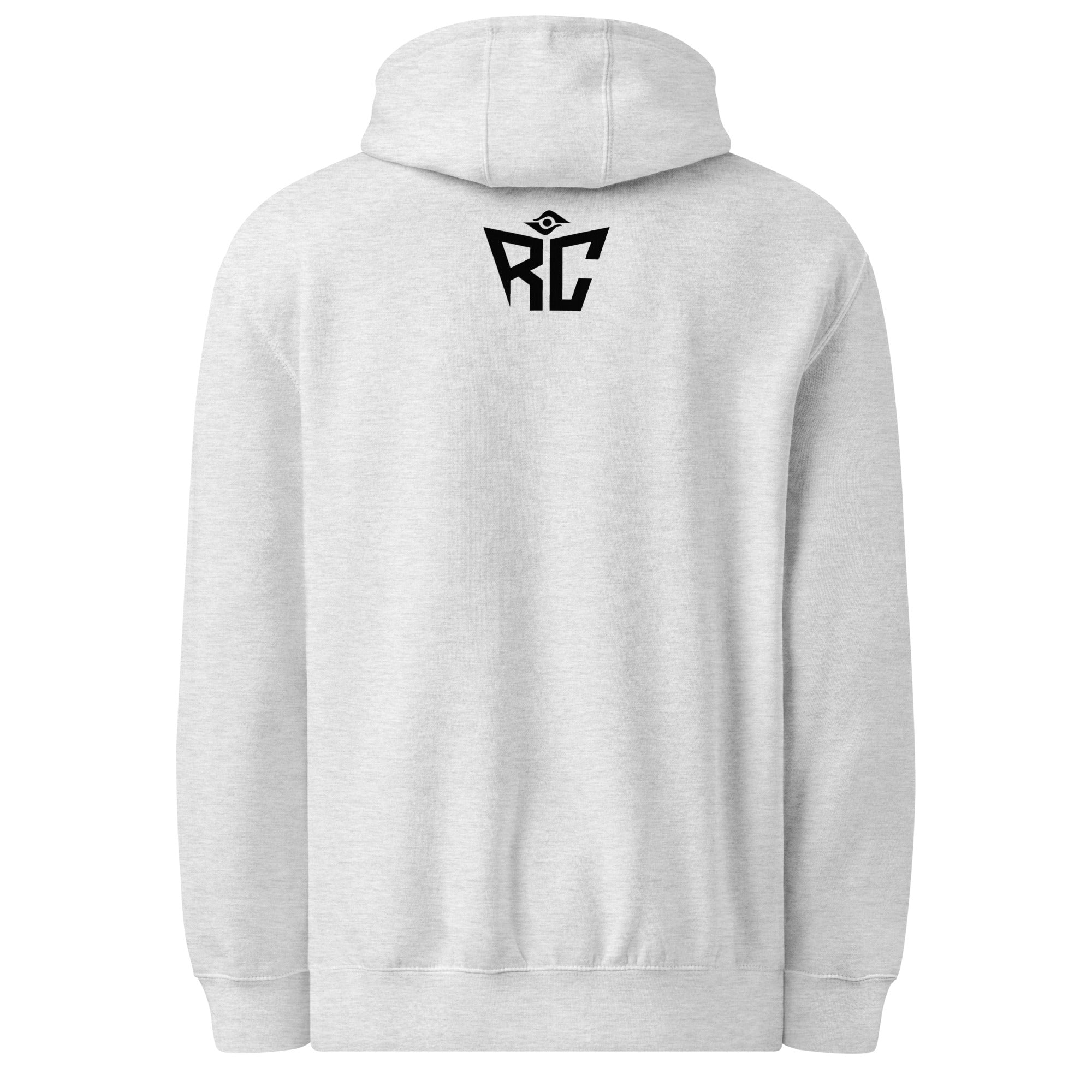 Heather grey Premier Hoodie back view - Random Check premium streetwear hoodie for men