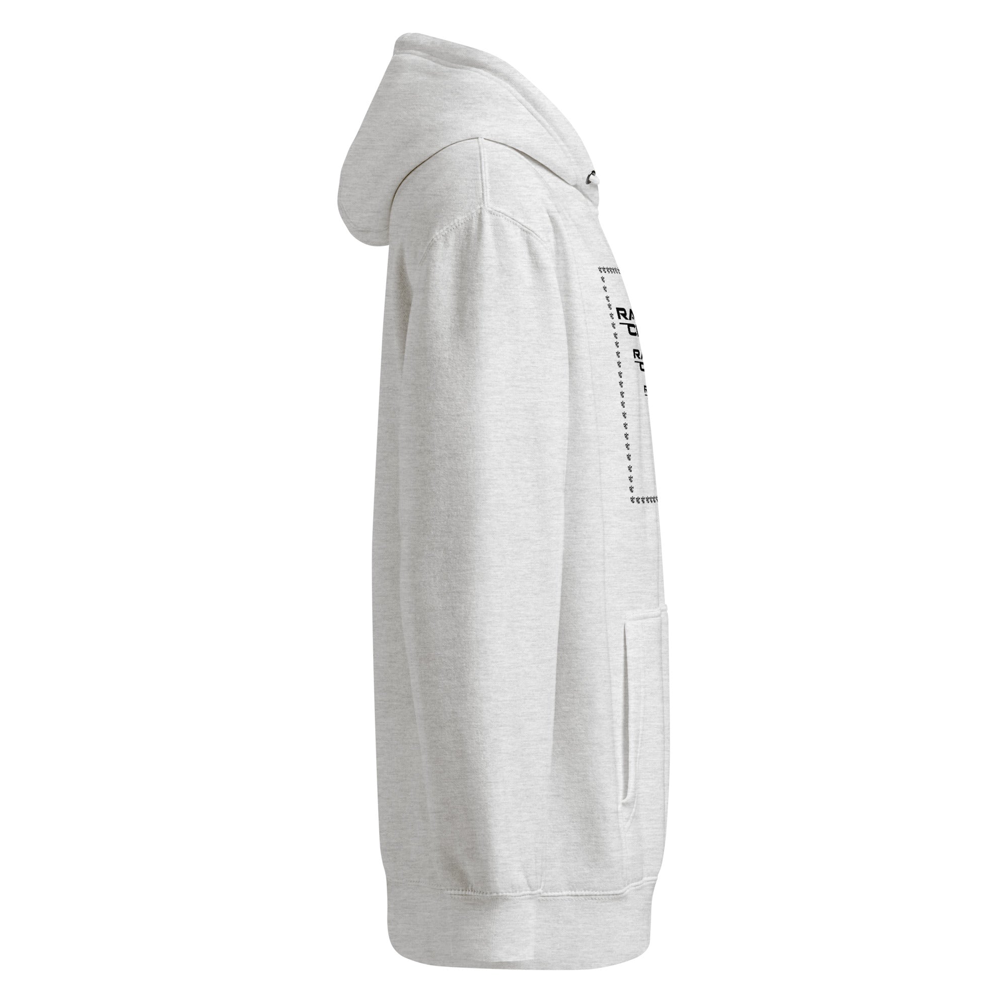 Heather grey Premier Hoodie side view - Random Check premium streetwear hoodie for men