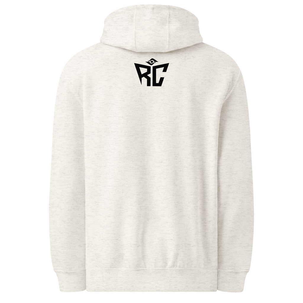 Oatmeal heather Premier Hoodie back view - Random Check premium streetwear hoodie for men