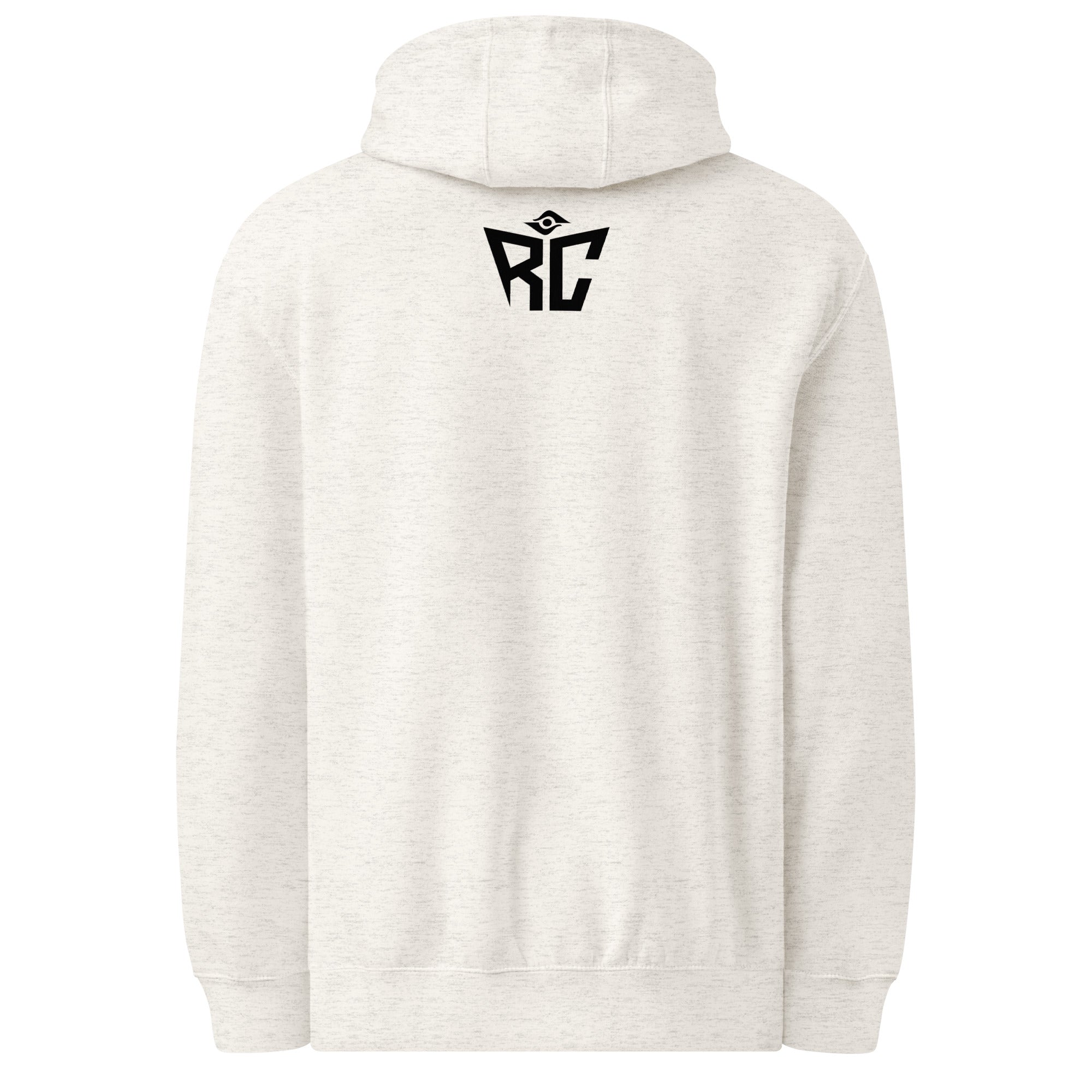 Oatmeal heather Premier Hoodie back view - Random Check premium streetwear hoodie for men