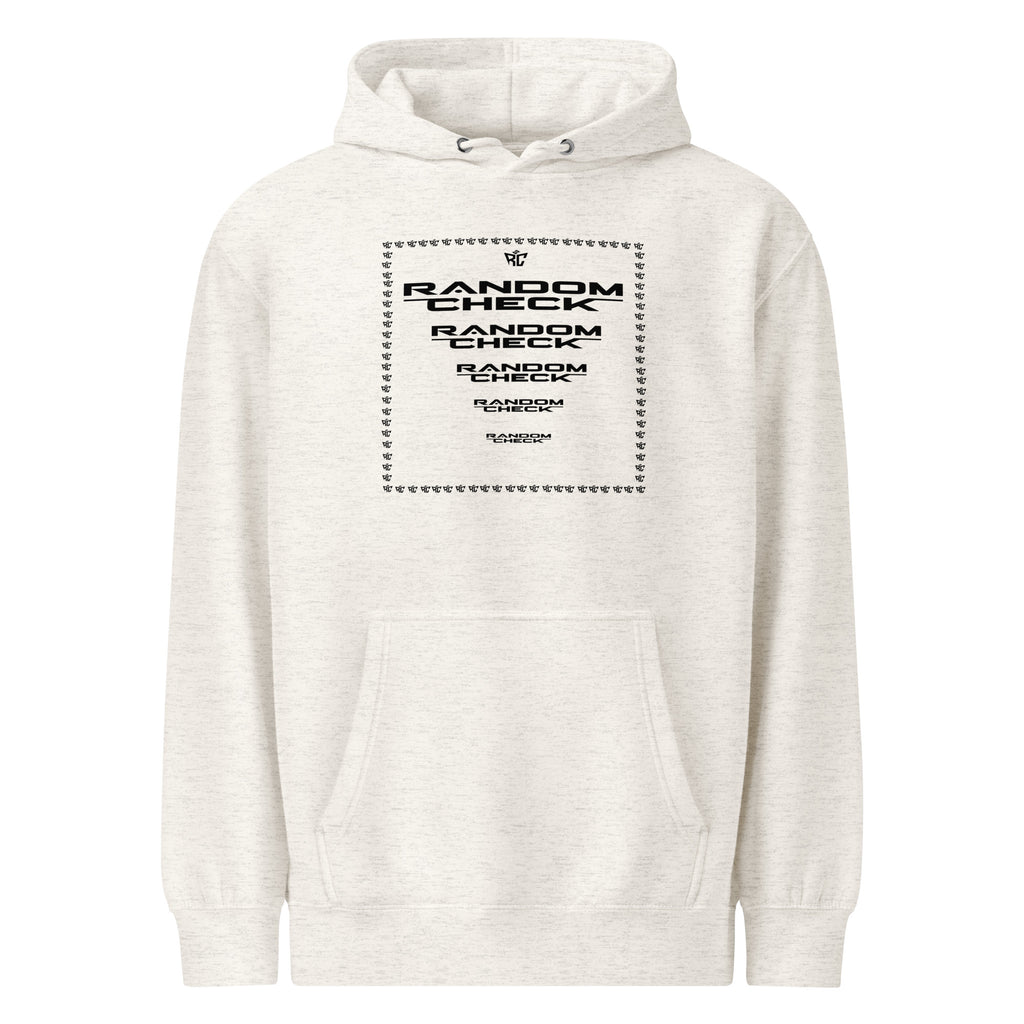 Oatmeal heather Premier Hoodie front view - Random Check premium streetwear hoodie for men