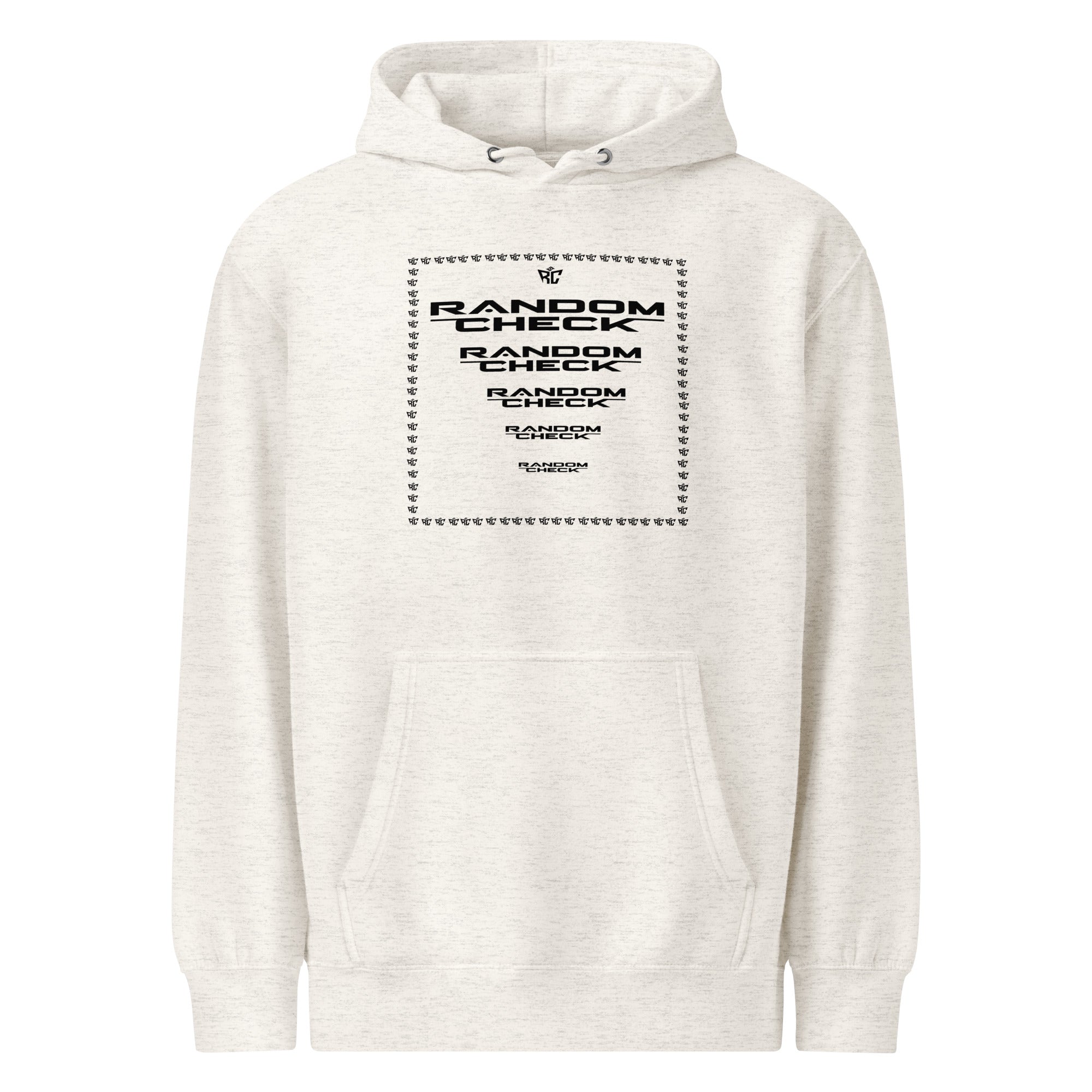 Oatmeal heather Premier Hoodie front view - Random Check premium streetwear hoodie for men