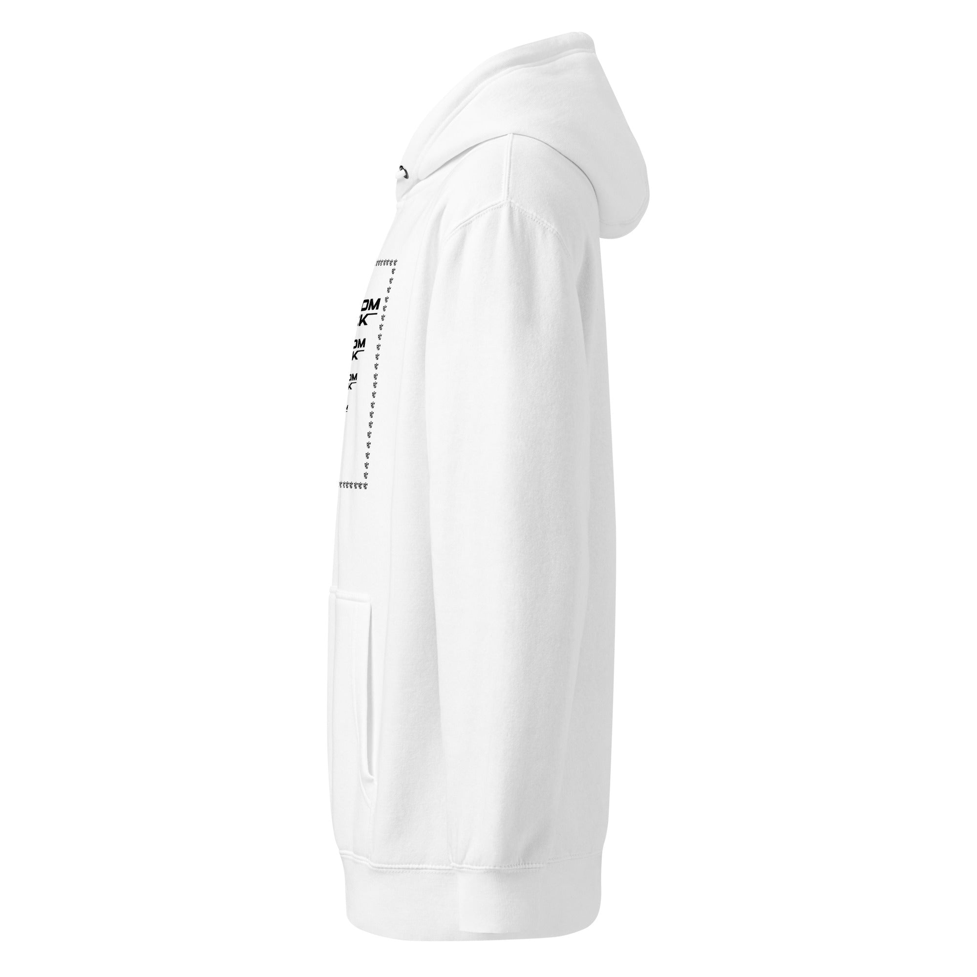 White Premier Hoodie side view - Random Check premium streetwear hoodie for men