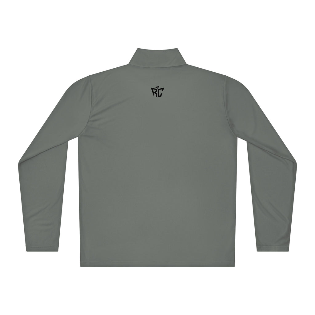 Gray long-sleeve shirt with a small logo on the chest against a white background