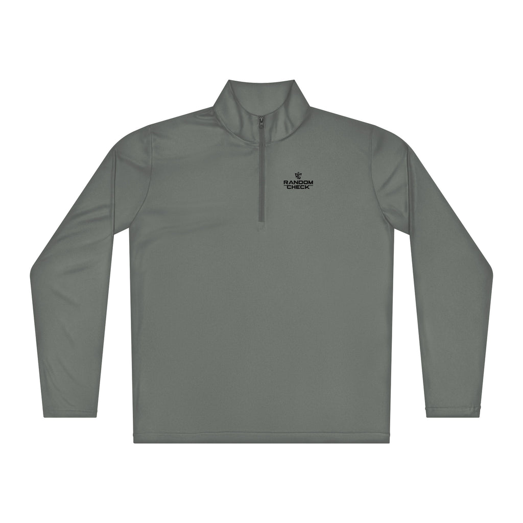 Gray long-sleeve pullover with a brand logo on a white background