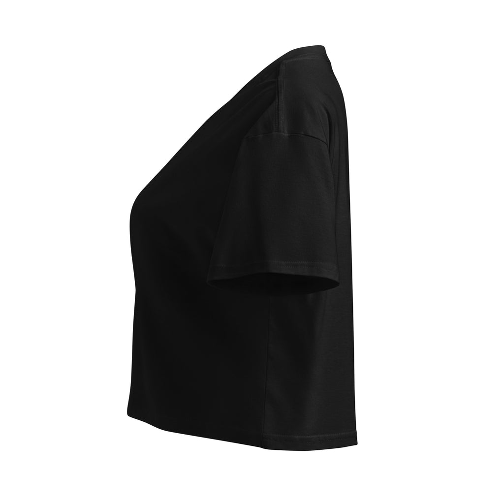 Black strapless top on a white background